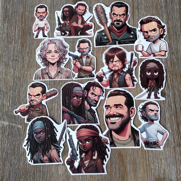 The Walking Dead 14 pc Sticker Set Negan Michonne Rick Daryl Carol - Picture 1 of 1